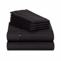 LuxClub Black California King 6 PC Rayon From Bamboo Solid Performance Sheet Set