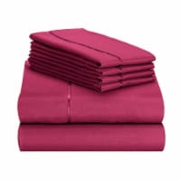 LuxClub Burgundy Full 6 PC Rayon From Bamboo Solid Performance Sheet Set