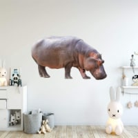 VWAQ Hippo Wall Decal Peel and Stick Nursery Animal Sticker  - PAS40
