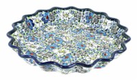 Blue Rose Polish Pottery Bed of Flowers Quiche Dish