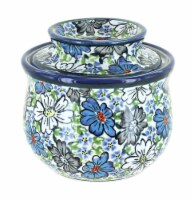 Blue Rose Polish Pottery Bed of Flowers French Butter Dish