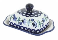Blue Rose Polish Pottery Sweet Annie Square Butter Dish