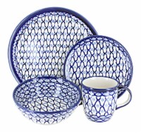 Blue Rose Polish Pottery Atlas 4 Piece Place Setting - Service for 1