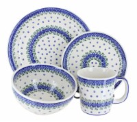 Blue Rose Polish Pottery Windsor 16 Piece Dinnerware Set