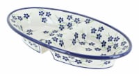 Blue Rose Polish Pottery Willow Divided Dish
