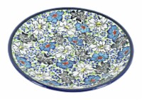 Blue Rose Polish Pottery Bed of Flowers Dessert Plate