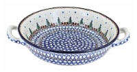 Blue Rose Polish Pottery Rustic Pines Small Round Casserole with Handles