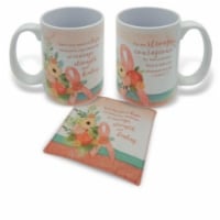 CA Gift 22367X 15 oz Mug with Fabric Coaster Pink Ribbon