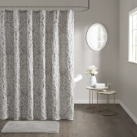 Gracie Mills Jacquard Shower Curtain Silver/Silver 72x72