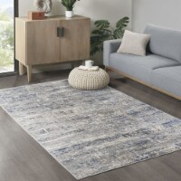 Gracie Mills Abstract Area Rug Blue/Cream 8x10'