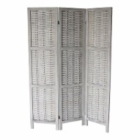 Milton Greens Stars Inc 3-Panel Farmhouse Bamboo Room Divider in Wash Gray