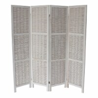Milton Greens Stars Inc 4-Panel Farmhouse Wood Room Divider in White