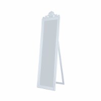 Gisela Full Length Standing Mirror with Decorative Design, White- Saltoro Sherpi