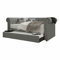 Milton Greens Stars Inc Modern Fabric Rolled Arm Day Bed in Light Gray