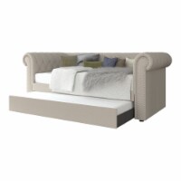 Milton Greens Stars Inc Modern Fabric Rolled Arm Day Bed in Beige