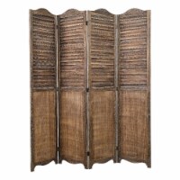 Milton Greens Stars Inc 4-Panel Farmhouse Wood Arch Room Divider in Light Brown