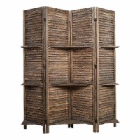 Milton Greens Stars Inc 4-Panel Farmhouse Wood Room Divider in Brown