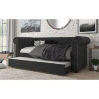 Milton Greens Stars Inc Modern Fabric Rolled Arm Day Bed in Dark Gray