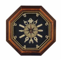Wood Frame Nautical Knotboard Compass Rose Wall Clock