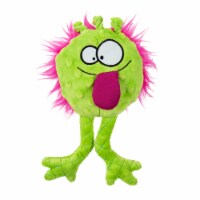 goDog PlayClean Germs Monster Squeaker Plush Pet Toy for Dogs - Lime, Small
