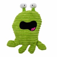 goDog PlayClean Germs Monster Squeaker Plush Pet Toy for Dogs - Green, Small
