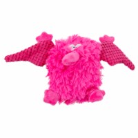 goDog PlayClean Pterodactyl Dinosaur Squeaker Plush Pet Toy for Dogs - Pink, Small
