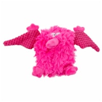 goDog PlayClean Pterodactyl Dinosaur Squeaker Plush Pet Toy for Dogs - Pink, Large