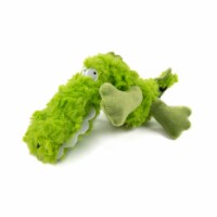 goDog PlayClean Gator Squeaker Plush Pet Toy for Dogs - Green, Small