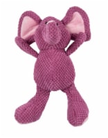 goDog Checkers Elephant Squeaky Plush Dog Toy, Chew Guard Technology, Violet, Large
