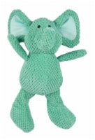 goDog Checkers Elephant Squeaky Plush Dog Toy, Chew Guard Technology, Green, Large
