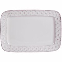 Home Essentials & Beyond 64563 12 in. Petite Fleur Rectangle Plate- Ant White