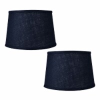 ALUCSET Fabric Drum Lampshades for Table Lamps and Floor Lights, Set of 2, Navy