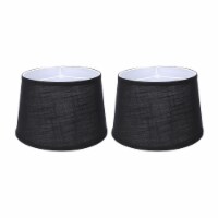 ALUCSET 10 x 12 x 8 Inch Linen 2 Tone Drum Lamp Shade, Black & White (2 Pack)