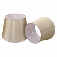 ALUCSET Linen Drum Foldable Lampshades with Spider Installation, Set of 2, Gold