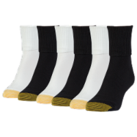 Extended Gold Toe 6 pack Turn Cuff in White and Black Perspective: Main