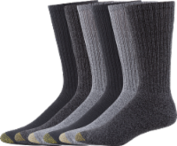 GOLDTOE® Men's Harrington Crew Socks - 6 Pack - Gray/Charcoal/Gray