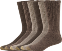 GOLDTOE® Men's Harrington Crew Socks - 6 Pack - Taupe/Khaki/Brown