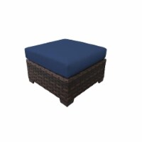 kathy ireland River Brook Wicker / Rattan Ottoman in Navy Blue