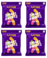 Smart Sweets Gummy Worms, Christmas Candy with Low Sugar (4g), Low Calorie, (Pack of 4)