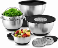 Wolfgang Puck 12-Piece Stainless Steel Mixing Bowl Set, Silicone Grip Bottom, Multifunction