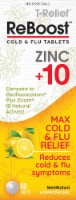 MediNatura ReBoost Zinc +10, Max Cold & Flu Symptom Relief, 60 Lemon Tablets