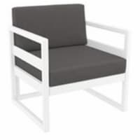 Siesta ISP131-WHI-CCH Mykonos Patio Club Chair with Sunbrella Charcoal Cushion - White
