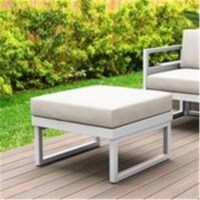 Siesta ISP137F-WHI-CNA Mykonos Ottoman with Sunbrella Natural Cushion - White Square