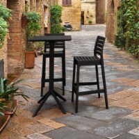 Siesta ISP1161S-BLA Sky Ares Square Bar Set with 2 Barstools  Black