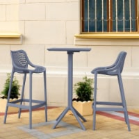 Siesta ISP1162S-DGR Sky Air Square Bar Set with 2 Barstools  Dark Grey