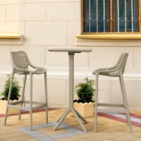 Siesta ISP1162S-DVR Sky Air Square Bar Set with 2 Barstools  Taupe