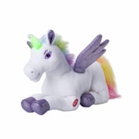Dazmers Unicorn Light Up Plush Toy - Flapping Wings, Magical Lights & Sounds (Purple)