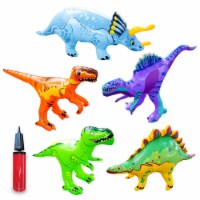 Dazmers Inflatable Dinosaur Toy Set w/ Pump, Jurassic Playset & Balloon Gift