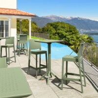 Sky Maya Square Bar Set with 2 Barstools Olive Green