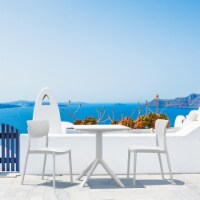 Siesta ISP1291S-WHI Lucy Outdoor Bistro Set with 24 in. Table Top  White - 3 Piece